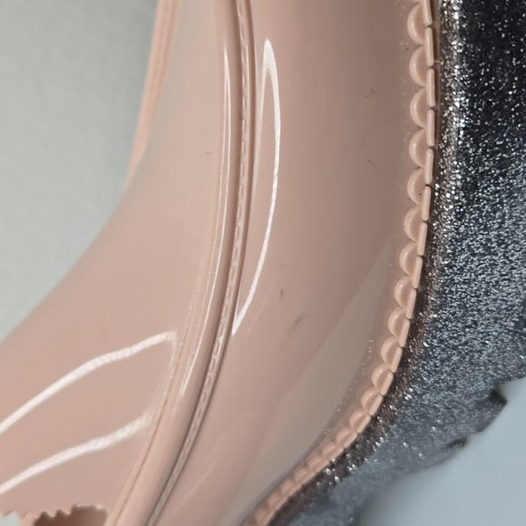 Melissa Blush Silver Glitter Platform Jelly Loafers Size 8 - Picture 12 of 12